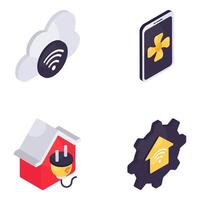 Set of Web of Things Isometric Icons vector