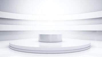 AI generated Sleek white product podium on a minimalist background for elegant display. photo