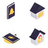 Set of Iot and Technology Isometric Icons vector