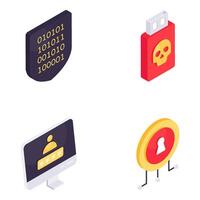 Set of Security and Safety Isometric Icons vector