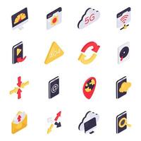 Set of Network and Management Isometric Icons vector