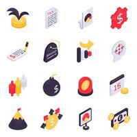 Set of Banking Isometric Icons vector