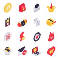 Set of Purchase Isometric Icons vector