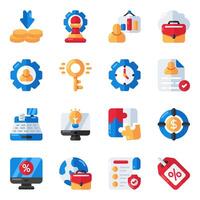 Set of Business and Ecommerce Flat Icons vector