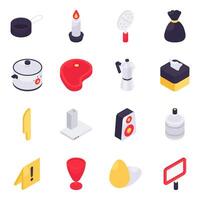 Set of Kitchen Appliances Isometric Icons vector