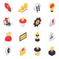Set of Business Isometric Icons vector