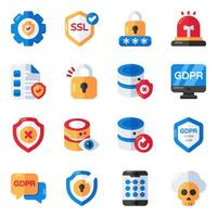 Set of Data Safety Flat Icons vector