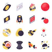 Set of Science and Space Isometric Icons vector