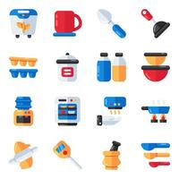 conjunto de cocina instrumentos plano íconos vector