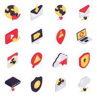 Set of Network Technology Isometric Icons vector