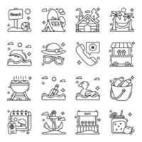 Pack of Beach Linear Icons vector