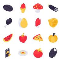 Set of Meal Isometric Icons vector
