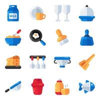 Set of Kitchen Appliances Flat Icons vector