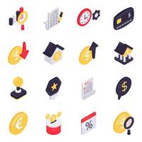 Set of Business and Data Isometric Icons vector