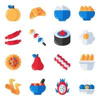 Set of Junk Food Flat Icons vector