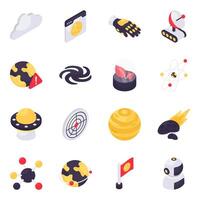 Set of Astronomy Isometric Icons vector