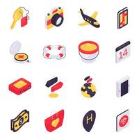 Set of Traveling Isometric Icons vector