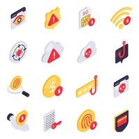 Set of Data Security Isometric Icons vector