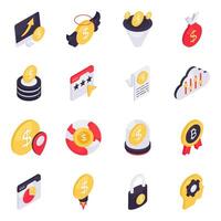 Set of Business and Finance Isometric Icons vector