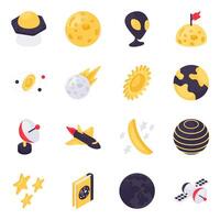 Set of Space Isometric Icons vector