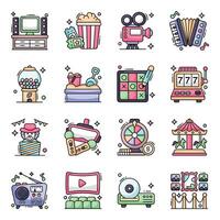 Pack of Entertainment Flat Icons vector