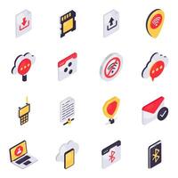 Set of Communication and Media Isometric Icons vector