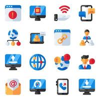 Set of Network and Technology Flat Icons vector