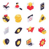 Set of Business and Economy Isometric Icons vector