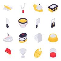 Set of Home Utensils Isometric Icons vector