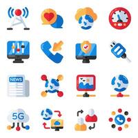 Set of Network and Communication Flat Icons vector