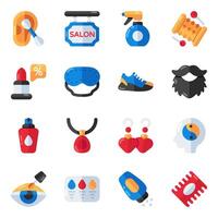 Set of Grooming Products Flat Icons vector