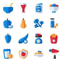 Set of Food and Meal Flat Icons vector