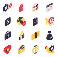 Set of Business Isometric Icons vector