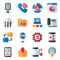 Set of Network and Connection Flat Icons vector