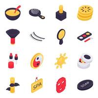Set of Beauty Accessories Isometric Icons vector