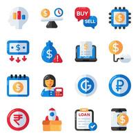 Set of Finance and Management Flat Icons vector