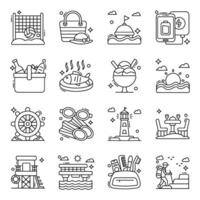 paquete de iconos lineales de vacaciones vector