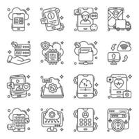 Pack of Mobile and Web Linear Icons vector