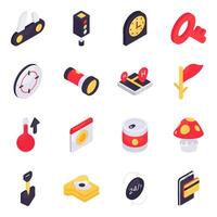 Set of Traveling and Adventure Isometric Icons vector