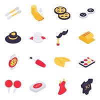 Set of Makeup and Fashion Isometric Icons vector