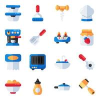 Set of Kitchen Tools Flat Icons vector