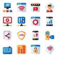 Set of Data and Technology Flat Icons vector