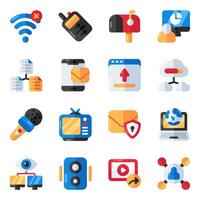 Set of Data and Network Flat Icons vector