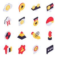 Set of Data Analytics Isometric Icons vector