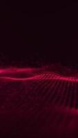Vertical video - background with an elegant red digital fractal light wave and data particles rippling towards the camera. This abstract technology background animation is full HD and a seamless loop.