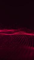 Vertical video - background with an elegant red digital fractal light wave and data particles rippling towards the camera. This abstract technology background animation is full HD and a seamless loop.