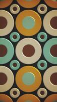 Vertical video - trendy retro 1970s geometric pattern background with colorful blinking plastic effect circles in warm color tones. This stylish vintage background animation is HD and looping.