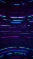 Vertical video -trendy retro cyberpunk background with glowing pink and blue neon lines, dashed lines and dots. Full HD, looping abstract motion background animation.