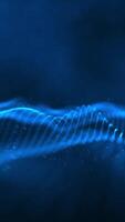 Vertical video - background with an elegant blue digital fractal wave and data particles rippling towards the camera. This abstract technology background animation is full HD and a seamless loop.