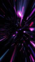 Vertical video - an explosion of glowing neon colored digital data particles swirling at high speed. Super fast particle animation. This exploding particles motion background is HD and looping.